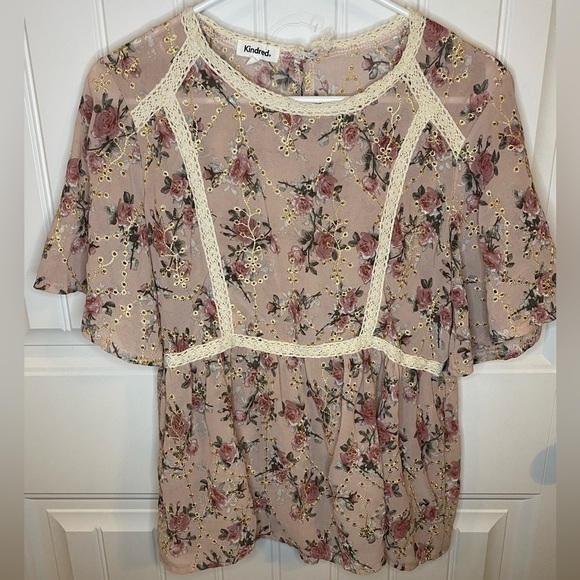 Kindred mauve with gold embellishment floral blouse - Picture 2 of 7